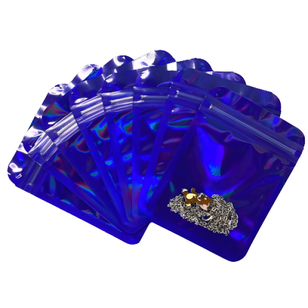 Пакет саше синій косметичний із замком Zip-Lock 10х15 см, глянцевий синій пакет Zip-Lock 10х15 см, 10 шт