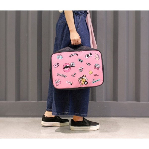 Сумка для подорожей "Black", рожева з принтом, 38х27х16 см Сумка для подорожей "Black", рожева з принтом, 38х27х16 см