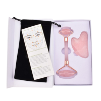 Набір для масажу гуаша: кварцевий ролик і кварцевий скребок Галочка