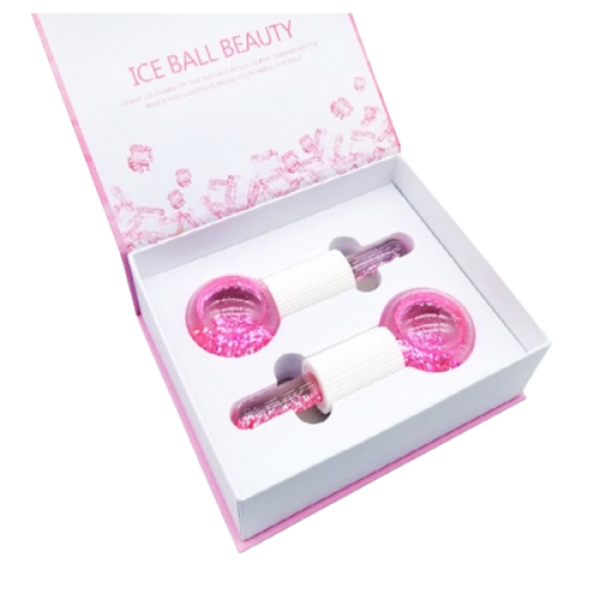 Масажер кріо, із шимером та резиновими ручками, крижаний, в коробці, кріомасажер для обличчя та тіла, 2 шт
