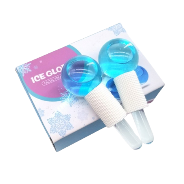 Масажер крижаний, кріосфера, кріомасажер для обличчя і тіла, з резиновою ручкою, 2 шт