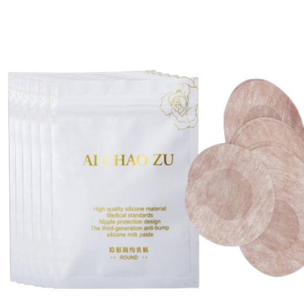 Наклейки флізелінові на соски, Ai Chaozu, самоклеючі, круглі, стикині, бюстгалтер-невидимка, бежевий, 5 пар