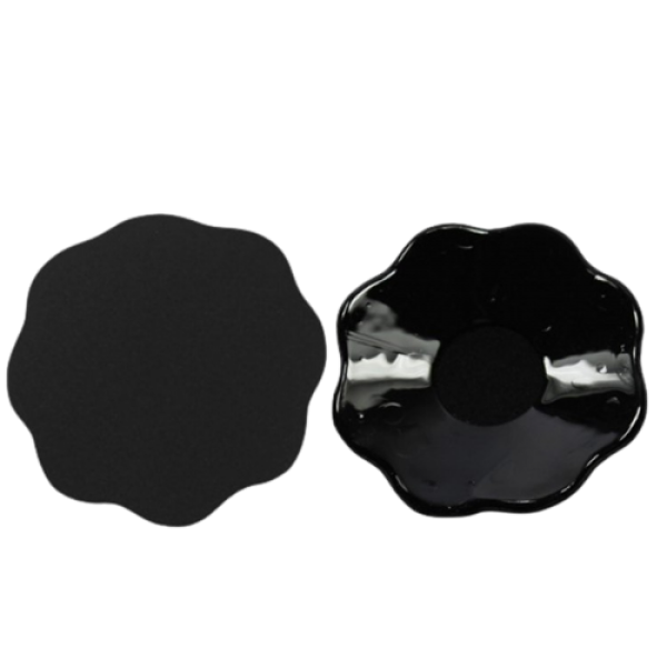 Наклейки атласні на соски, самоклеючі, квіточка, стикині, бюстгалтер-невидимка, чорний