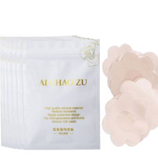 Наклейки атласні на соски, Ai Chaozu, самоклеючі, квіточка, стикині, бюстгалтер-невидимка, бежевий, 5 пар