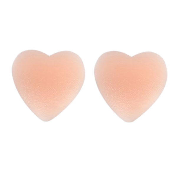 Наклейки силіконові багаторазові для грудей, на соски, "сердечко", стикині, пестіс, діаметр 7 см (1 пара)