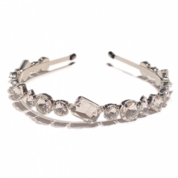 Обруч для волосся із кристалами "Glimmer Crown", срібний