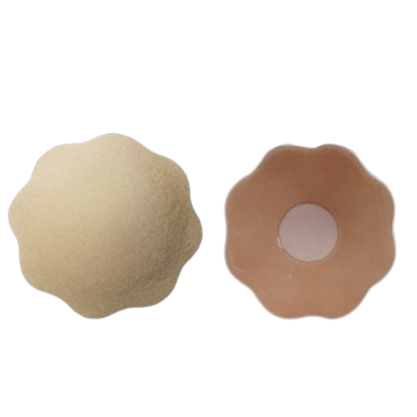 Наклейки атласні на соски, самоклеючі, квіточка, стикині, бюстгалтер-невидимка, бежевий