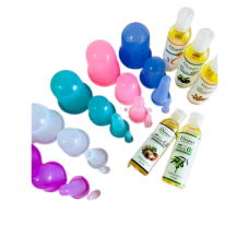 Набір для догляду за тілом: силіконові вакуумні банки для обличчя та тіла + масажна олія Disaar (на вибір)