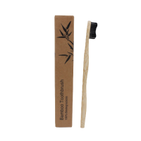 Зубна щітка із натурального бамбука, з рифленим ворсом, вугільна, 1 шт