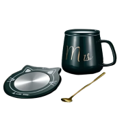 Чашка керамічна темно-зелена з підставкою - підігрівом (до + 55С), "Mister", 350 мл, 1 шт