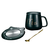 Чашка керамічна темно-зелена з підставкою - підігрівом (до + 55С), "Mister", 350 мл, 1 шт