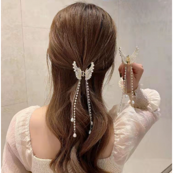 Крабик для волосся "Pearls Butterfly", золото, 6,5 х4,5 см