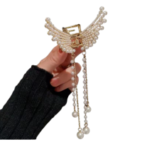 Крабик для волосся "Pearls Butterfly", золото, 6,5 х4,5 см