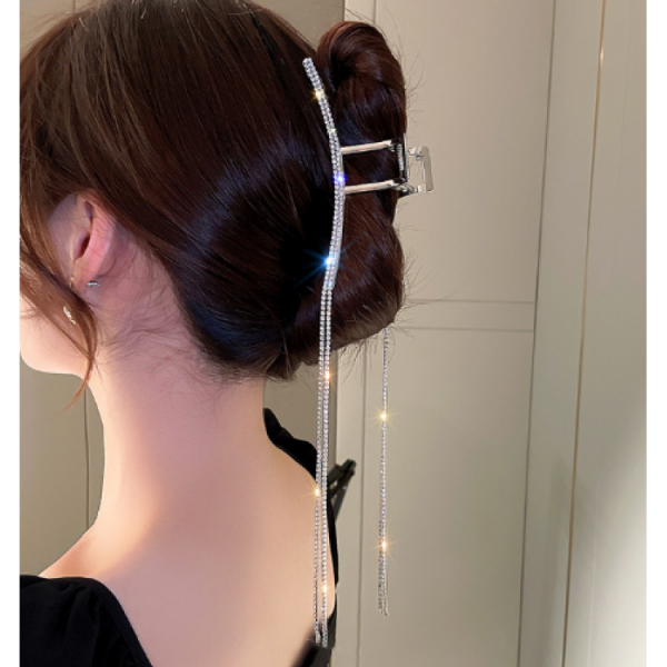 Крабик для волос "Color mist", со стразами, золото и серебро, 11 см