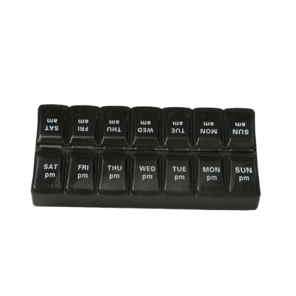 Органайзер для таблеток на 14 отделений, компактная таблетница на 14 отделений, черный