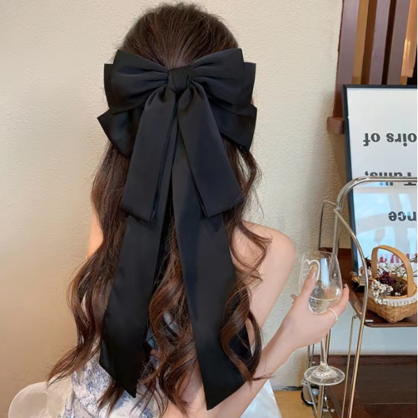 Шпилька для волосся з бантом, затискач для волосся з великим бантом, чорна