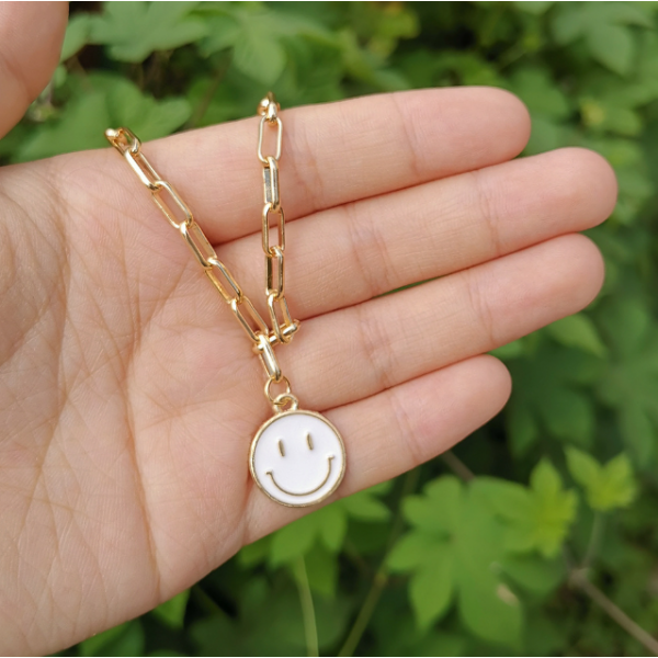 Ланцюжок "Crazy Smile", Ланцюжок золотий зі смайликом, різні кольори Ланцюжок "Crazy Smile", Ланцюжок золотий зі смайликом, різні кольори