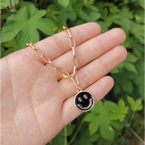 Ланцюжок "Crazy Smile", Ланцюжок золотий зі смайликом, різні кольори Ланцюжок "Crazy Smile", Ланцюжок золотий зі смайликом, різні кольори