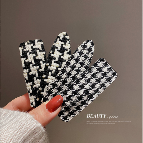 Шпилька для волосся "Houndstooth", Шпилька тканинна в клітку