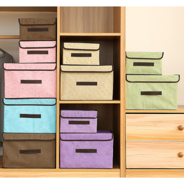 Ящик для зберігання одягу, льняний двосекційний ящик для сортування нижньої білизни, 25x16x19.5 см