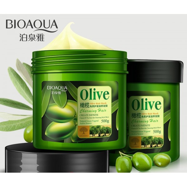 Маска зволожуюча для глибокого живлення та відновлення волосся Bioaqua Olive Hair Mask, 500 г