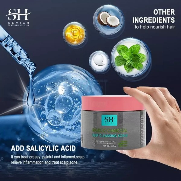 Скраб для шкіри голови та волосся Sevich Bamboo Charcoal Deep Cleansing Scrub, 150 г