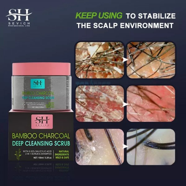 Скраб для шкіри голови та волосся Sevich Bamboo Charcoal Deep Cleansing Scrub, 150 г