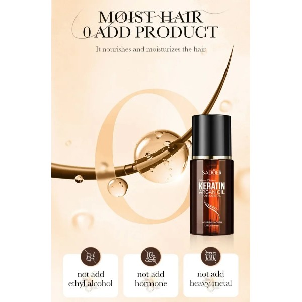 Олія кератинова для волосся з аргановою олією Sadoer, 40 мл Олія кератинова для волосся з аргановою олією Sadoer, 40 мл