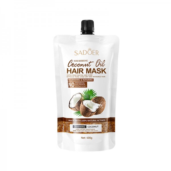 Маска зволожуюча для глибокого живлення та відновлення волосся з кокосовою олією SADOER, 400 г