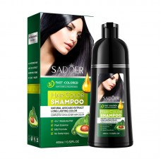 Шампунь для фарбування волосся SADOER Hair Color Shampoo з екстрактом авокадо, чорний, 400 мл