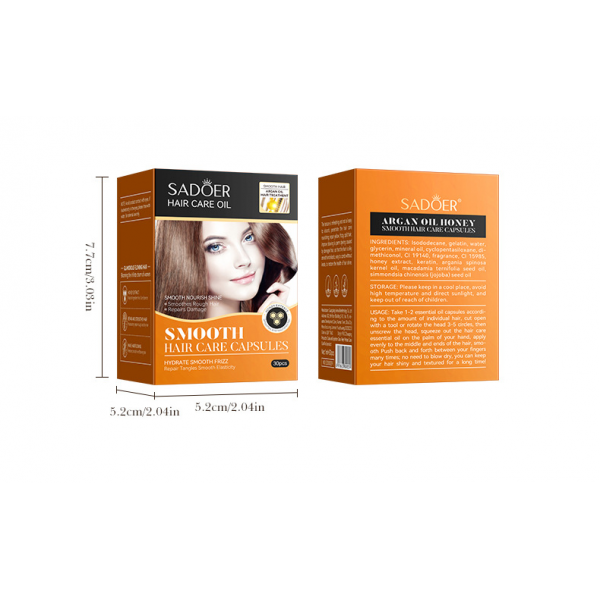 Вітамінні капсули для волосся SADOER Smooth Hair Care Capsules, помаранчеві, 30 шт