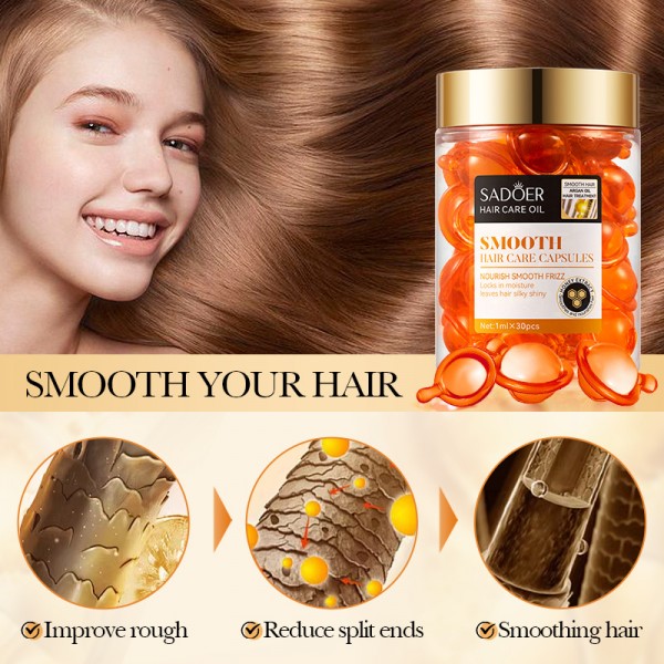 Вітамінні капсули для волосся SADOER Smooth Hair Care Capsules, помаранчеві, 30 шт