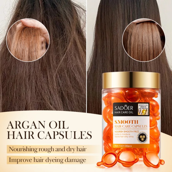 Вітамінні капсули для волосся SADOER Smooth Hair Care Capsules, помаранчеві, 30 шт