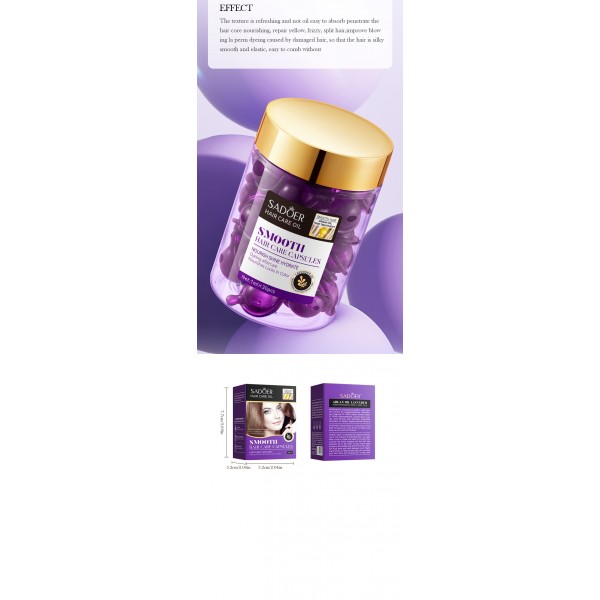 Вітамінні капсули для волосся SADOER Smooth Hair Care Capsules, фіолетові, 30 шт