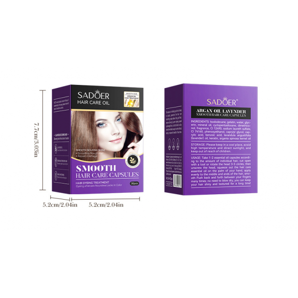 Вітамінні капсули для волосся SADOER Smooth Hair Care Capsules, фіолетові, 30 шт