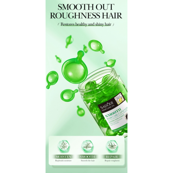 Вітамінні капсули для волосся SADOER Smooth Hair Care Capsules, зелені, 30 шт Вітамінні капсули для волосся SADOER Smooth Hair Care Capsules, зелені, 30 шт