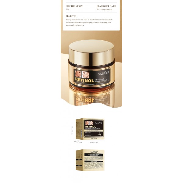 Крем для обличчя з ретинолом Sadoer Retinol Anti-Aging Firming Cream, 50 г Крем для обличчя з ретинолом Sadoer Retinol Anti-Aging Firming Cream, 50 г