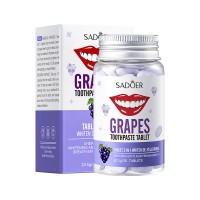Таблетки зубної пасти 2 в 1 з виноградом Sadoer Grapes Toothpaste Tablets, 28.5 г / 30 шт