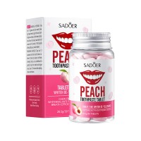 Таблетки зубної пасти 2 в 1 з персиком Sadoer Peach Toothpaste Tablets, 28.5 г / 30 шт