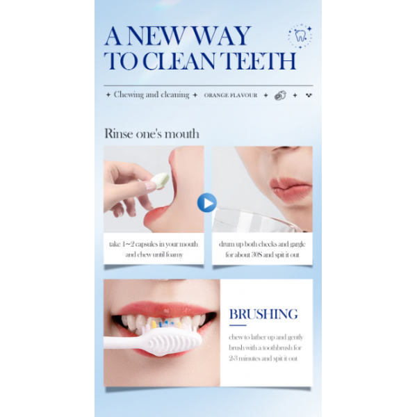 Таблетки зубної пасти 2 в 1 з пробіотиком Sadoer Mentha Toothpaste Tablets, 28.5 г / 30 шт