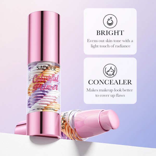 База под макияж 3 в 1, трехцветная, Sadoer Colorful Primer, 30 г