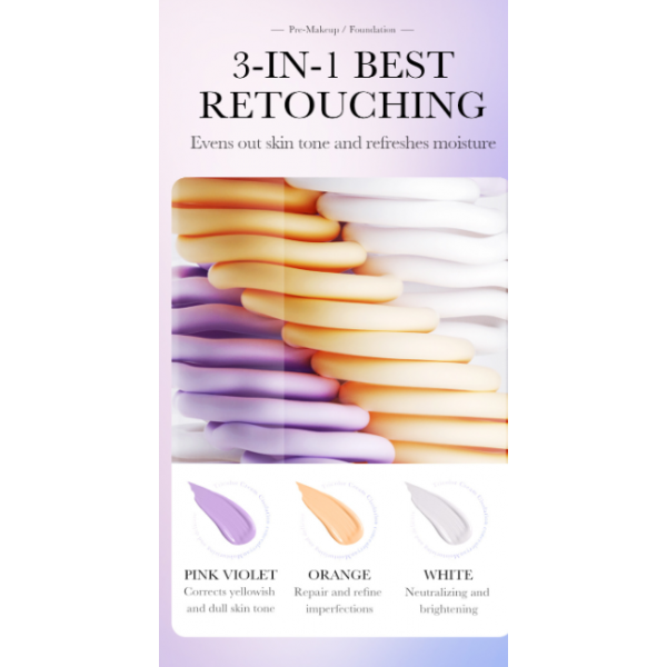 База под макияж 3 в 1, трехцветная, Sadoer Colorful Primer, 30 г