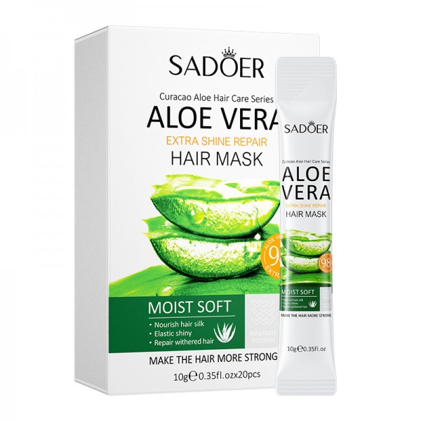 Маска увлажняющая для глубокого питания и восстановления волос Sadoer Aloe Vera Extra Shine Repair Hair Mask, 20 шт