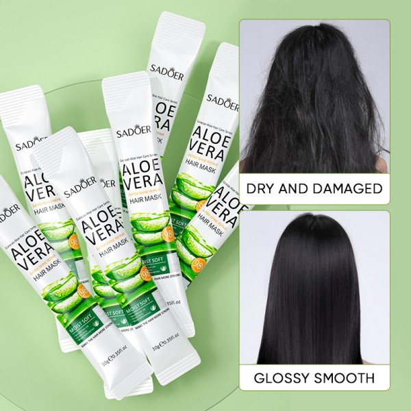 Маска увлажняющая для глубокого питания и восстановления волос Sadoer Aloe Vera Extra Shine Repair Hair Mask, 20 шт