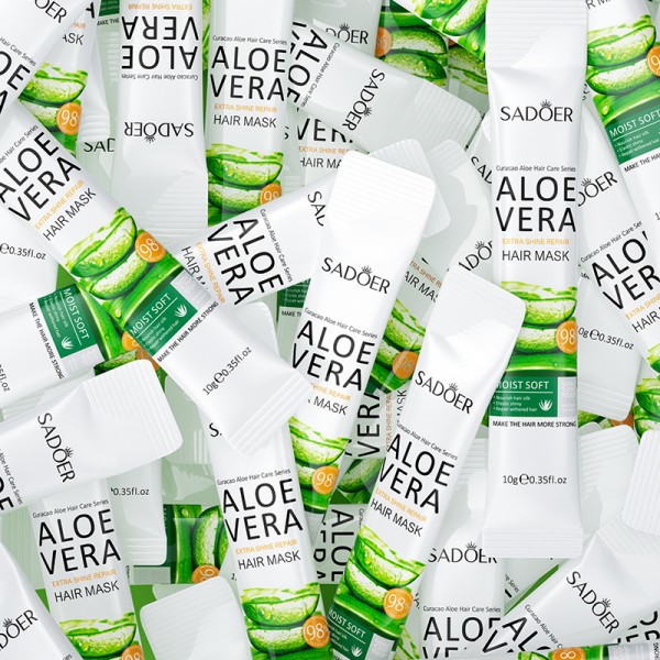 Маска увлажняющая для глубокого питания и восстановления волос Sadoer Aloe Vera Extra Shine Repair Hair Mask, 20 шт