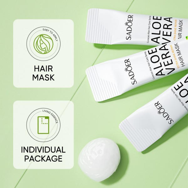 Маска увлажняющая для глубокого питания и восстановления волос Sadoer Aloe Vera Extra Shine Repair Hair Mask, 20 шт