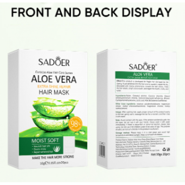 Маска увлажняющая для глубокого питания и восстановления волос Sadoer Aloe Vera Extra Shine Repair Hair Mask, 20 шт