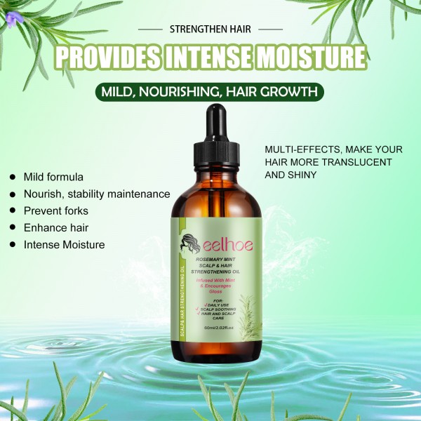Масло для укрепления волос и ресниц с алое и розмарином Eelhoe Rosemary Mint Scalp & Hair Strengthening Oil, 60 мл