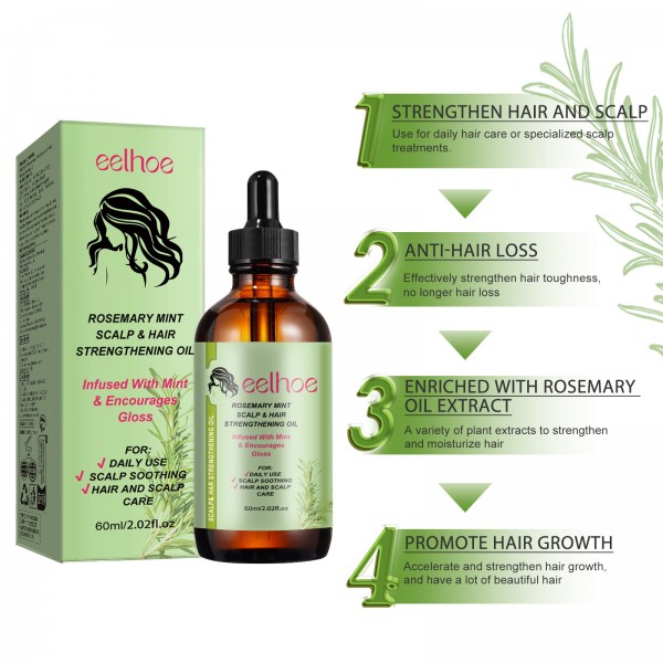 Масло для укрепления волос и ресниц с алое и розмарином Eelhoe Rosemary Mint Scalp & Hair Strengthening Oil, 60 мл