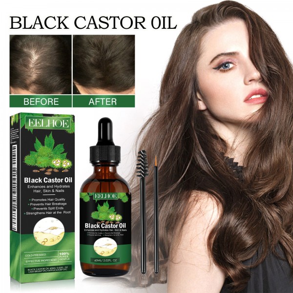Олія для зміцнення волосся голови та вій Eelhoe Black Castor Oil, 60 мл Олія для зміцнення волосся голови та вій Eelhoe Black Castor Oil, 60 мл